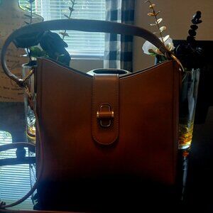 ANTIK KRAFT brown vegan leather handbag with pouch